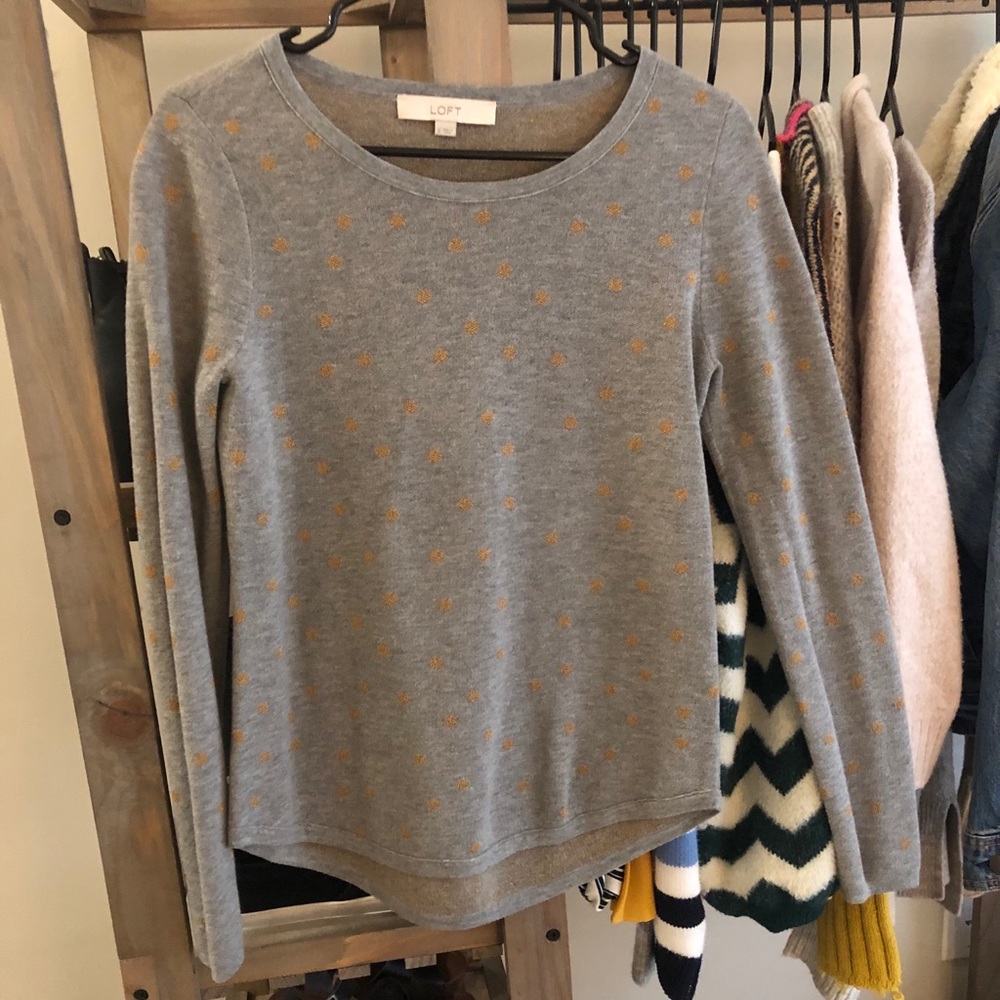 Loft Gold Polka Dot Sweater
